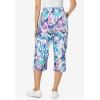 Woman Within Plus Size Petite Elastic-Waist Pull-On Knit Pocket Capri Pants(White Multi Batik)
