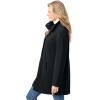 Woman Within Plus Size Petite Fleece Swing Funnel-Neck Coat(Black)