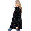 Woman Within Plus Size Petite Fleece Swing Funnel-Neck Coat(Black Windowpane Plaid)