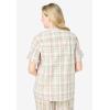 Woman Within Plus Size Petite Short-Sleeve Button Down Seersucker Shirt(New Khaki Plaid)