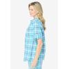 Woman Within Plus Size Petite Short-Sleeve Button Down Seersucker Shirt(Paradise Blue Plaid)