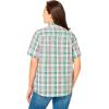Woman Within Plus Size Petite Short-Sleeve Button Down Seersucker Shirt(Pine Plaid)