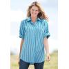 Woman Within Plus Size Petite Short-Sleeve Button Down Seersucker Shirt(Pretty Violet)