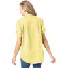 Woman Within Plus Size Petite Short-Sleeve Button Down Seersucker Shirt(Primrose Yellow Pop Stripe)