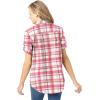 Woman Within Plus Size Petite Short-Sleeve Button Down Seersucker Shirt(Rose Pink Camp Plaid)