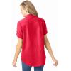 Woman Within Plus Size Petite Short-Sleeve Button Down Seersucker Shirt(Vivid Red)