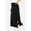 Woman Within Plus Size Petite Sport Knit Side-Slit Skirt(Black)