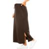 Woman Within Plus Size Petite Sport Knit Side-Slit Skirt(Chocolate)