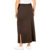 Woman Within Plus Size Petite Sport Knit Side-Slit Skirt(Chocolate)