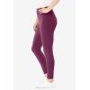 Woman Within Plus Size Petite Stretch-Cotton Knit Pull-On Leggings(Deep Claret)