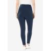 Woman Within Plus Size Petite Stretch-Cotton Knit Pull-On Leggings(Navy)