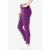 Woman Within Plus Size Petite Stretch-Cotton Knit Pull-On Leggings(Plum Purple)