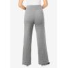 Woman Within Plus Size Petite Stretch-Cotton Knit Pull-On Wide-Leg Leggings(Medium Heather Grey)