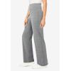 Woman Within Plus Size Petite Stretch-Cotton Knit Pull-On Wide-Leg Leggings(Medium Heather Grey)