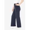 Woman Within Plus Size Petite Stretch-Cotton Knit Pull-On Wide-Leg Leggings(Navy)