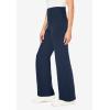 Woman Within Plus Size Petite Stretch-Cotton Knit Pull-On Wide-Leg Leggings(Navy)