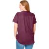 Woman Within Plus Size Pintucked Half-Button Tunic(Deep Claret)