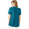 Woman Within Plus Size Pintucked Half-Button Tunic(Deep Teal)