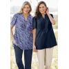 Woman Within Plus Size Pintucked Half-Button Tunic(Evening Blue)