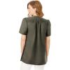 Woman Within Plus Size Pintucked Half-Button Tunic(Olive Green)