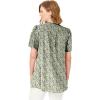 Woman Within Plus Size Pintucked Half-Button Tunic(Olive Green Blooming Ditsy)