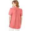 Woman Within Plus Size Pintucked Half-Button Tunic(Sweet Coral)