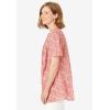 Woman Within Plus Size Pintucked Half-Button Tunic(Sweet Coral Blooming Ditsy)