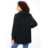 Woman Within Plus Size Pleat-Back Corduroy Jacket Long Oversized Barn Coat(Black)