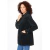 Woman Within Plus Size Pleat-Back Corduroy Jacket Long Oversized Barn Coat(Black)