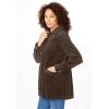 Woman Within Plus Size Pleat-Back Corduroy Jacket Long Oversized Barn Coat(Chocolate)
