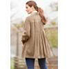 Woman Within Plus Size Pleat-Back Corduroy Jacket Long Oversized Barn Coat(Pine)