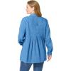 Woman Within Plus Size Pleat-Back Denim Jacket Long Oversized Jean Coat(Light Stonewash)