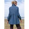 Woman Within Plus Size Pleat-Back Denim Jacket Long Oversized Jean Coat(Light Stonewash)