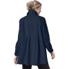 Woman Within Plus Size Pleat-Back Denim Jacket Long Oversized Jean Coat(Navy)