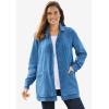 Woman Within Plus Size Pleat-Back Denim Jacket Long Oversized Jean Coat(Pine)