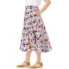 Woman Within Plus Size Print Linen-Blend Midi Skirt (Petite Available)(Pretty Violet Floral)