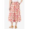 Woman Within Plus Size Print Linen-Blend Midi Skirt (Petite Available)(Sweet Coral Floral)