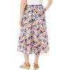 Woman Within Plus Size Print Linen-Blend Midi Skirt (Petite Available)(White)