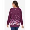Woman Within Plus Size Printed Sweatshirt(Deep Claret Growing Garden)