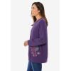 Woman Within Plus Size Printed Sweatshirt(Radiant Purple Multi Floral Embroidery)