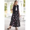 Woman Within Plus Size Pull-On Elastic Waist Soft Maxi Skirt(Black Blossom)