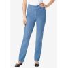 Woman Within Plus Size Pull-On Straight-Leg Gap-Free Stretch Denim Jeans(Medium Stonewash)