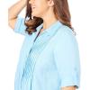 Woman Within Plus Size Rayon 7-Day Pintucked Tunic Blouse(Black Short Strokes)