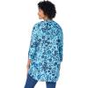 Woman Within Plus Size Rayon 7-Day Three-Quarter Sleeve Tab-Front Tunic(Azure Plaid)