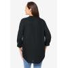 Woman Within Plus Size Rayon 7-Day Three-Quarter Sleeve Tab-Front Tunic(Black)