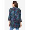 Woman Within Plus Size Rayon 7-Day Three-Quarter Sleeve Tab-Front Tunic(Black Multi Batik)