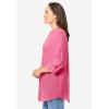 Woman Within Plus Size Rayon 7-Day Three-Quarter Sleeve Tab-Front Tunic(Bright Rose)