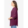 Woman Within Plus Size Rayon 7-Day Three-Quarter Sleeve Tab-Front Tunic(Deep Claret)