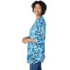 Woman Within Plus Size Rayon 7-Day Three-Quarter Sleeve Tab-Front Tunic(Navy Dot)