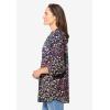 Woman Within Plus Size Rayon 7-Day Three-Quarter Sleeve Tab-Front Tunic(Navy Garden Print)